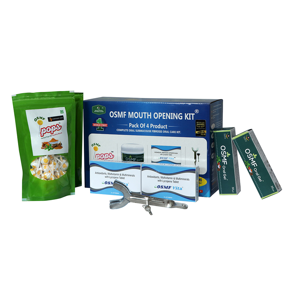 OSMF Mouth Opening Kit with OSMF Tablets, Medicine, Oral Gel and Mouth Opener Gujarat India