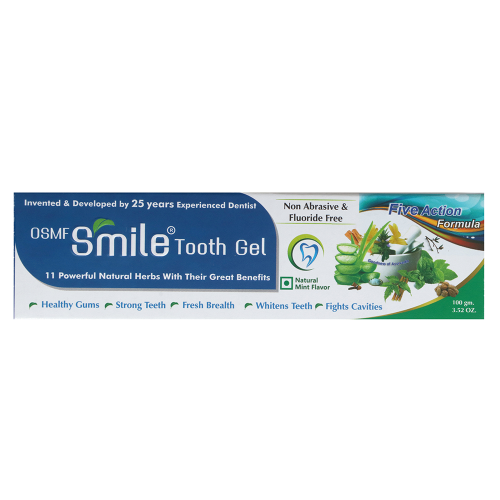OSMF Smile Tooth Gel best ayurvedic herbal aloe vera top toothpaste in india Front